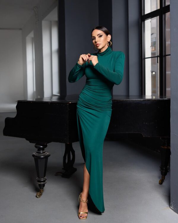 Flavia Teal duga koktel haljina