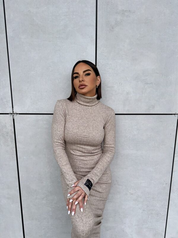 Alesya Beige rolka haljina od trikotaže