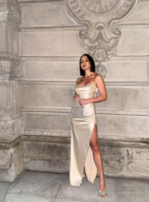 Modesty Champagne duga korset haljina