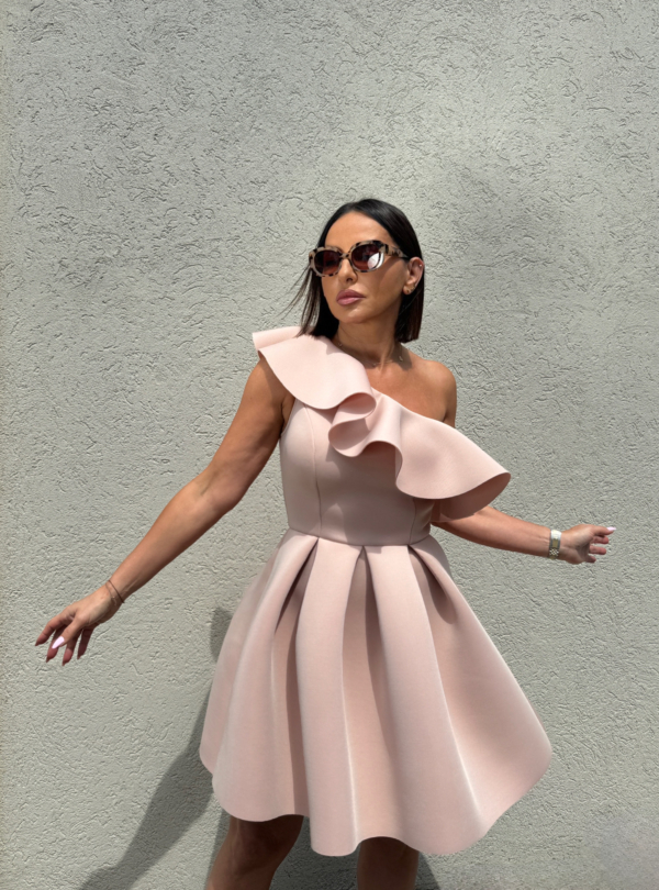 Bombon Salmon asimetrična haljina A kroja