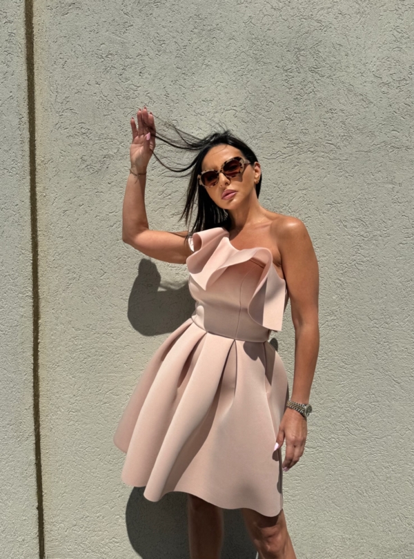 Bombon Salmon asimetrična haljina A kroja