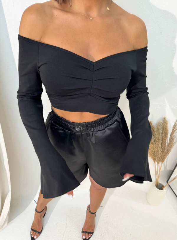 Renata Black crop top bluza
