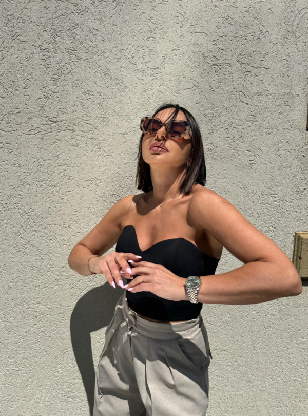 Crni korset top sa tračicama na vezivanje