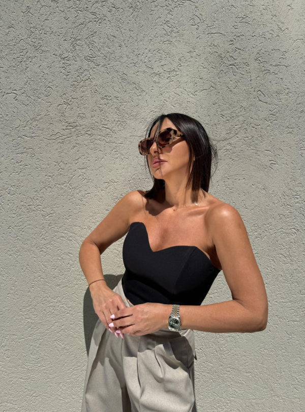 Crni korset top sa tračicama na vezivanje