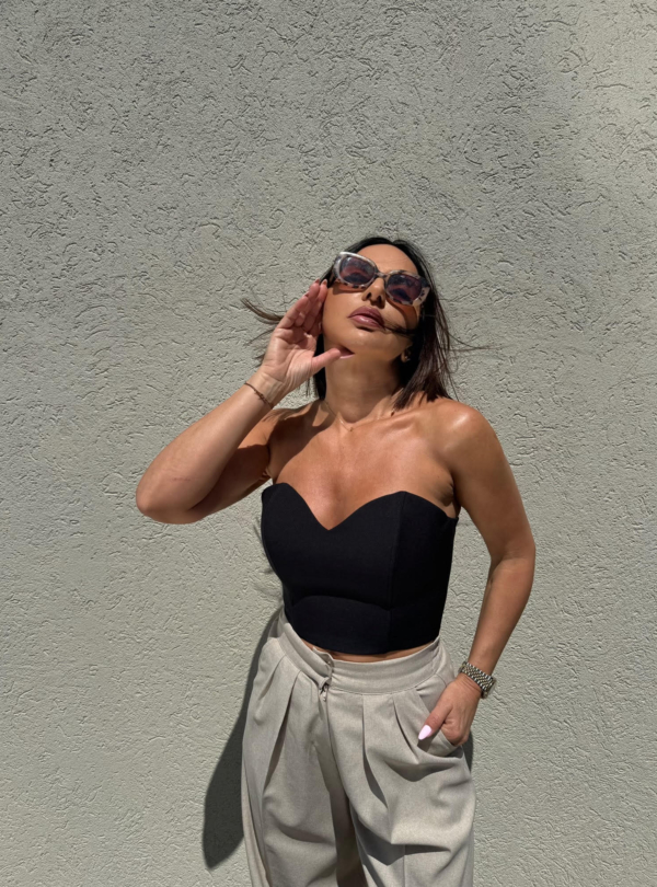 Crni korset top sa tračicama na vezivanje