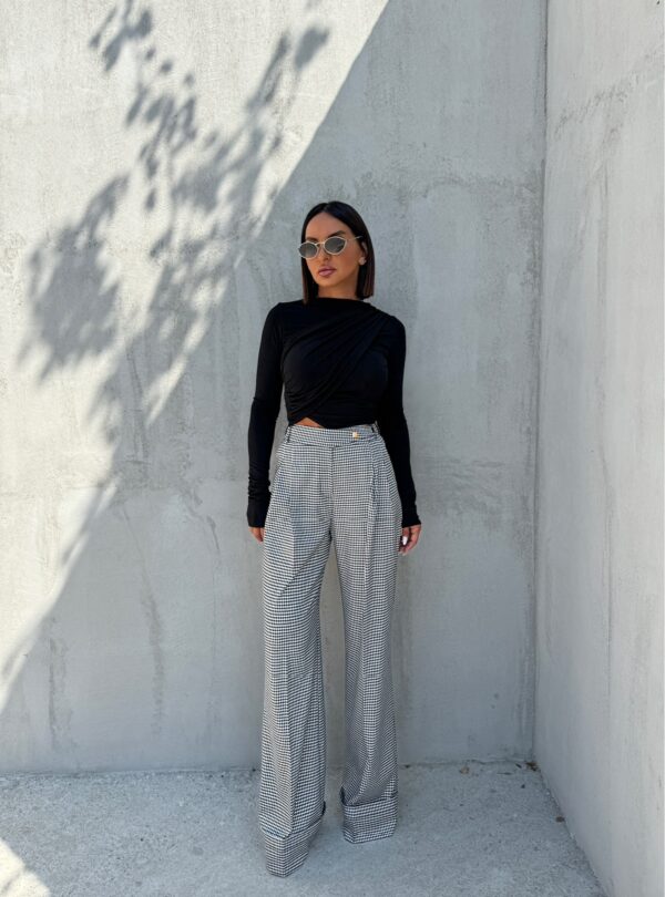 Oversize pantalone pepito dezena širokih zvonastih nogavica visokog struka sa kopčanjem na stranu