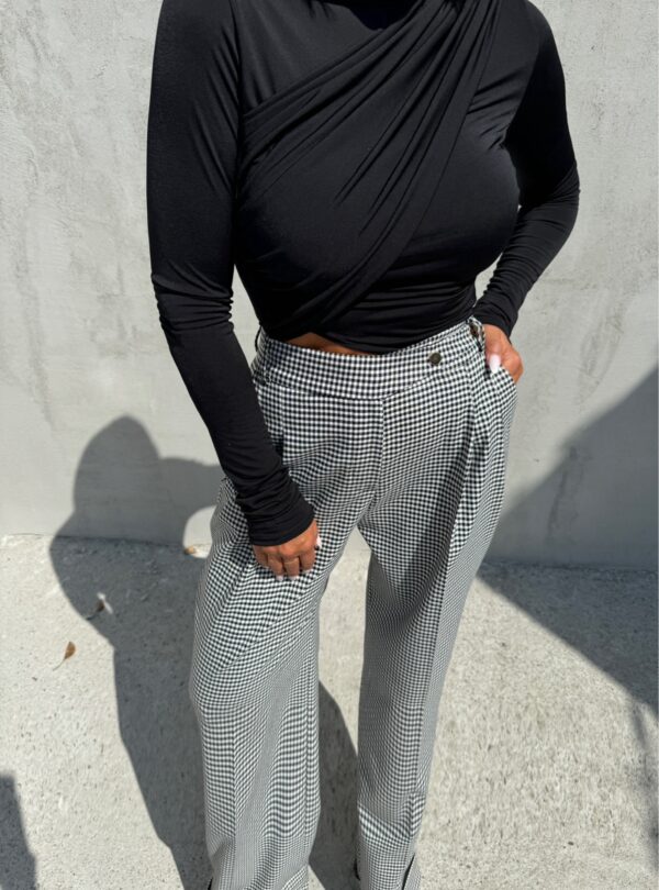 Oversize pantalone pepito dezena širokih zvonastih nogavica visokog struka sa kopčanjem na stranu