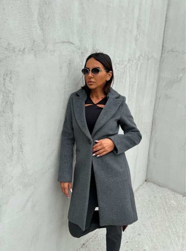 Trendi kratki ženstveni sivi kaput