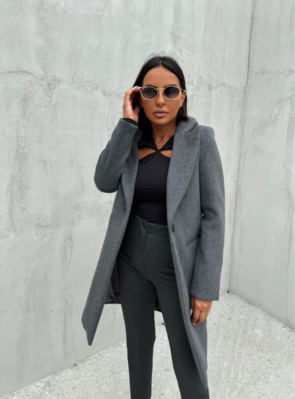 Trendi kratki ženstveni sivi kaput