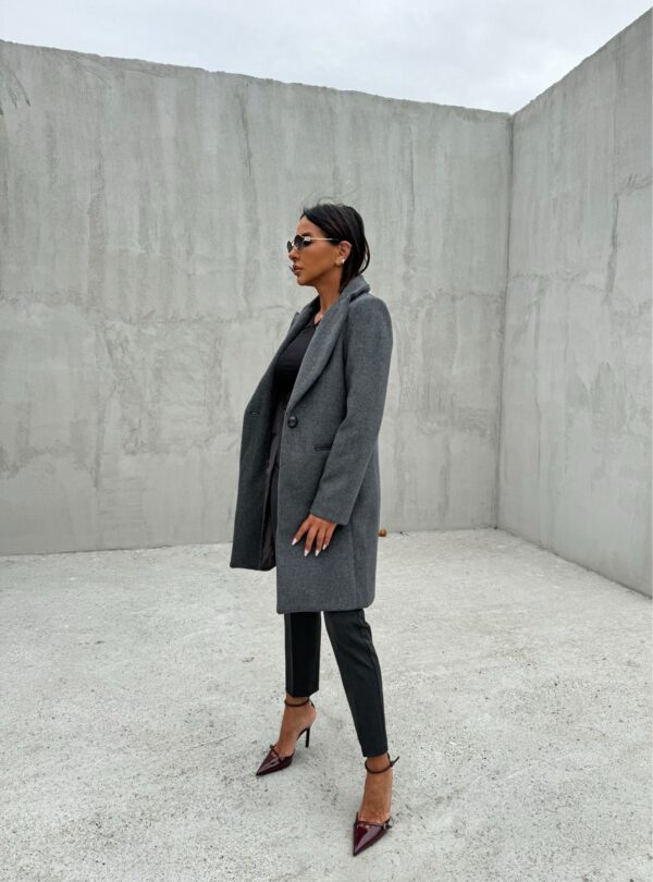 Trendi kratki ženstveni sivi kaput