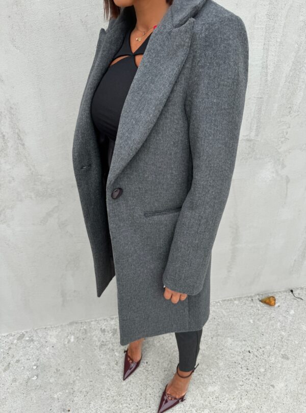 Trendi kratki ženstveni sivi kaput