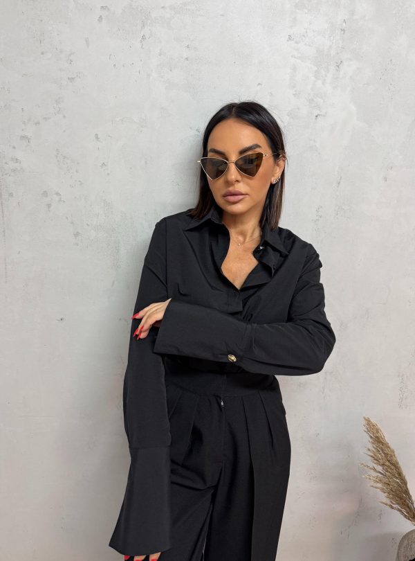 Crna basic košulja visokih manžetni