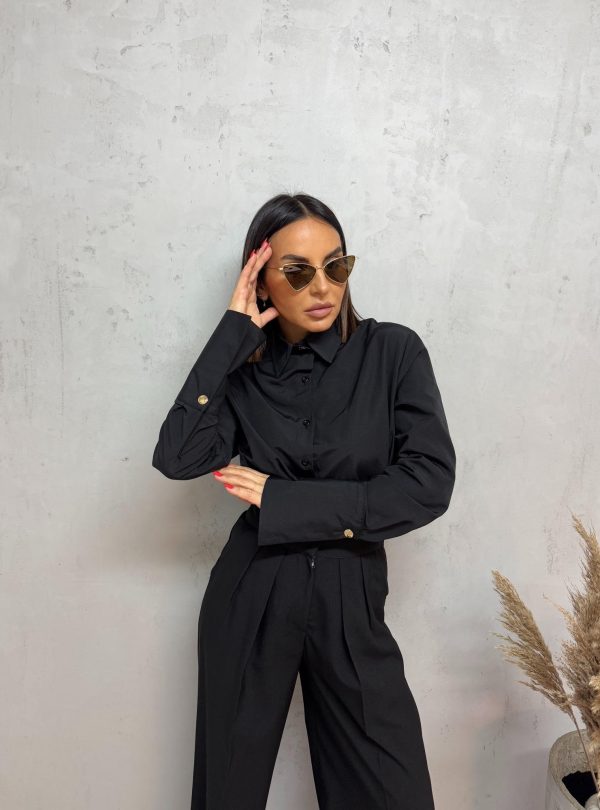 Crna basic košulja visokih manžetni