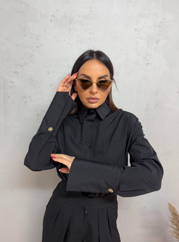 Crna basic košulja visokih manžetni