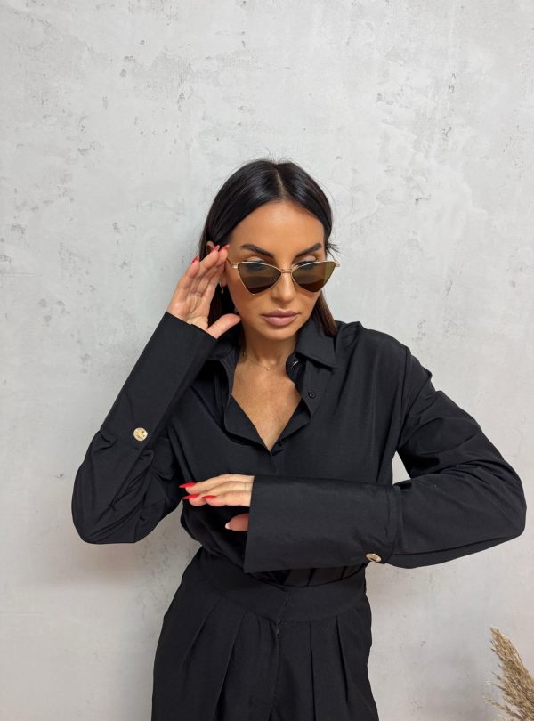 Crna basic košulja visokih manžetni