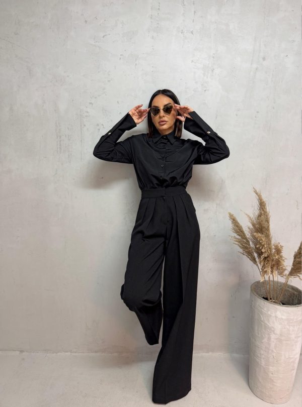 Crna basic košulja visokih manžetni