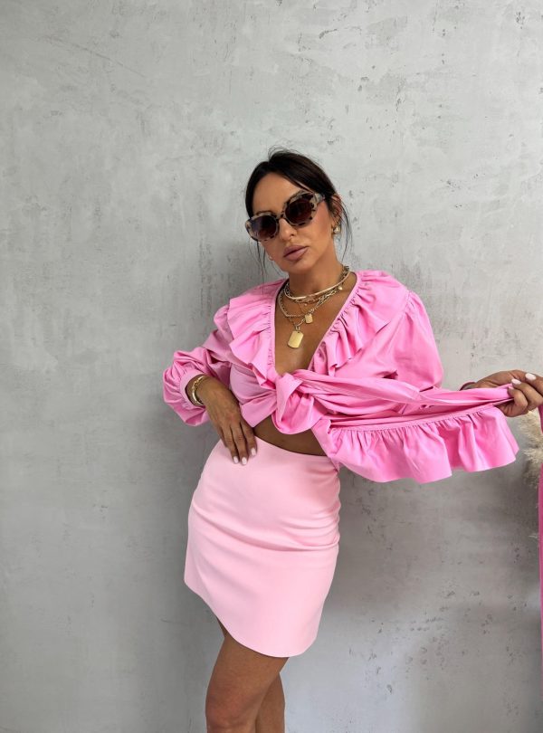 Mini roze suknja visokog struka i ravnog kroja