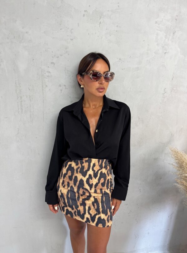 Mini suknja životinjskog leopard printa visokog struka i ravnog kroja