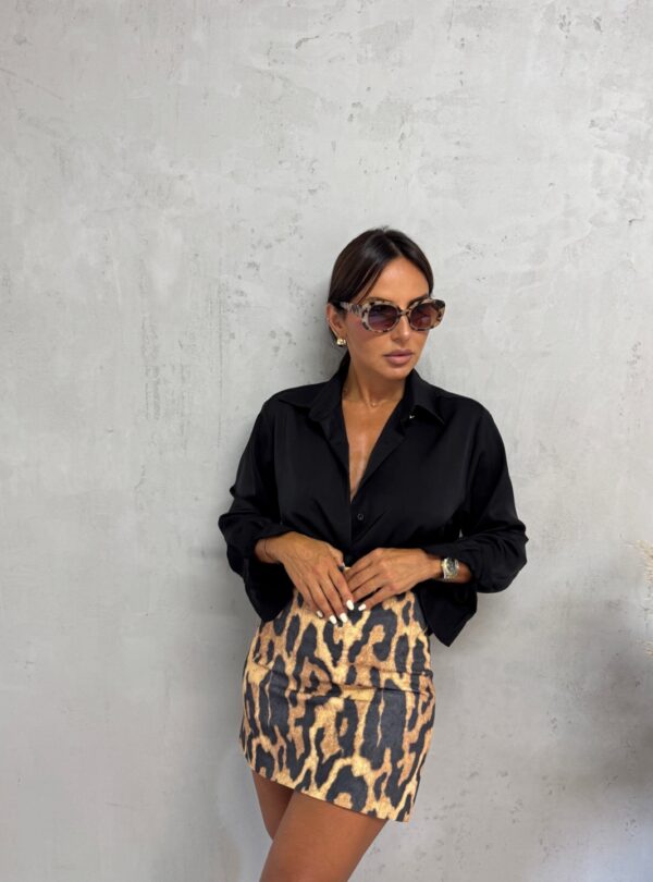 Mini suknja životinjskog leopard printa visokog struka i ravnog kroja