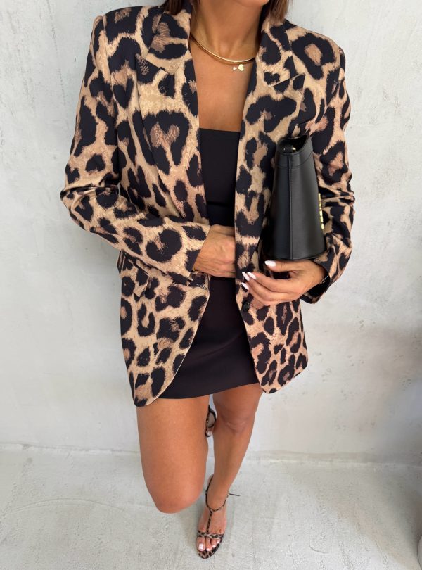 Duži ženski sako animal životinjskog leopard printa
