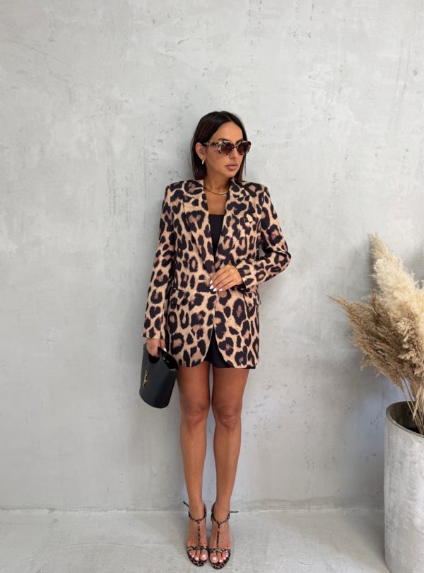 Duži ženski sako animal životinjskog leopard printa