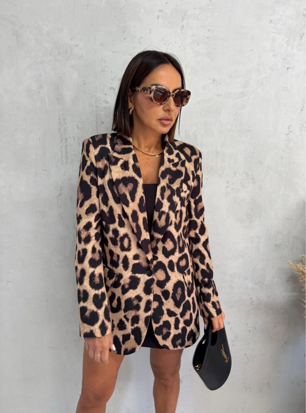 Duži ženski sako animal životinjskog leopard printa