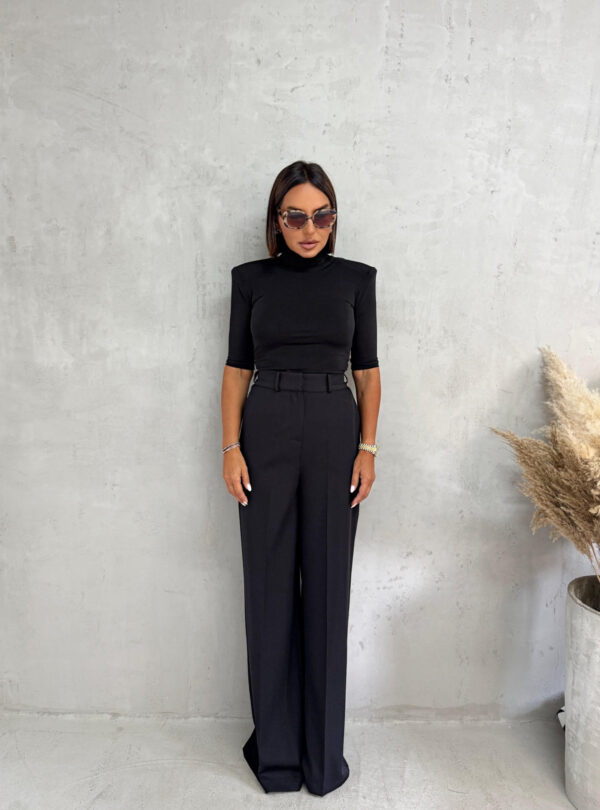 Basic crna rolka od likre sa 3/4 rukavima