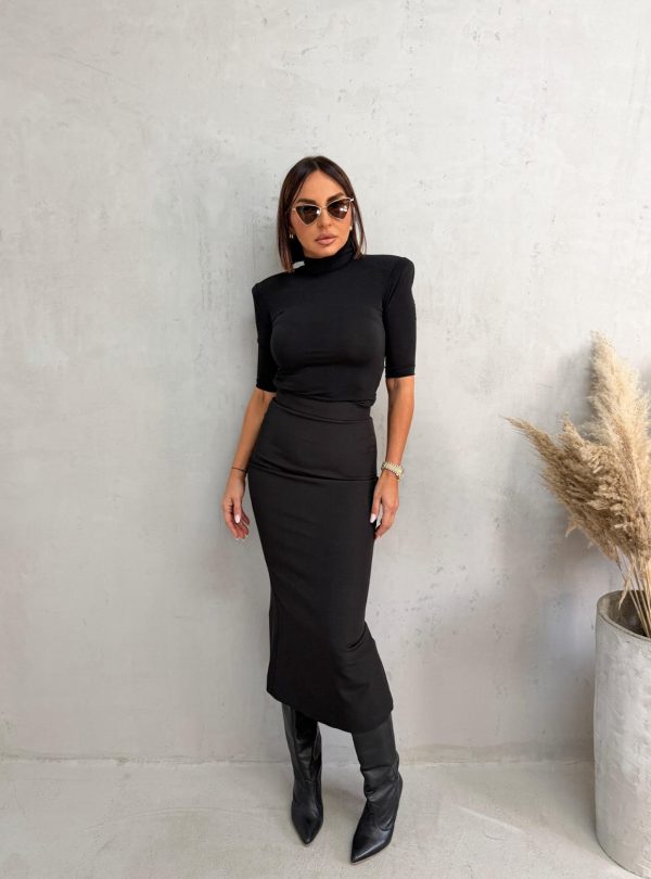 Midi ravna uska crna suknja