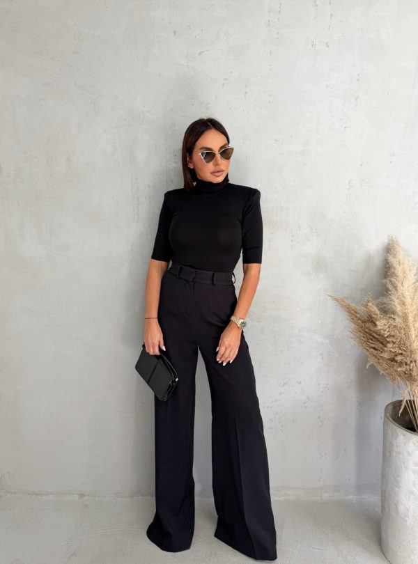 Basic crna rolka od viskoze sa 3/4 rukavima