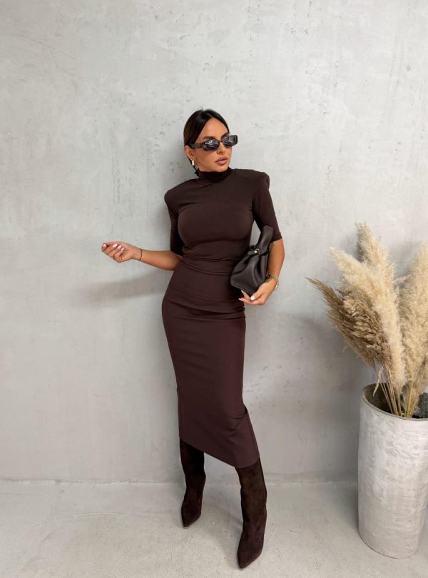 Midi ravna uska suknja braon boje