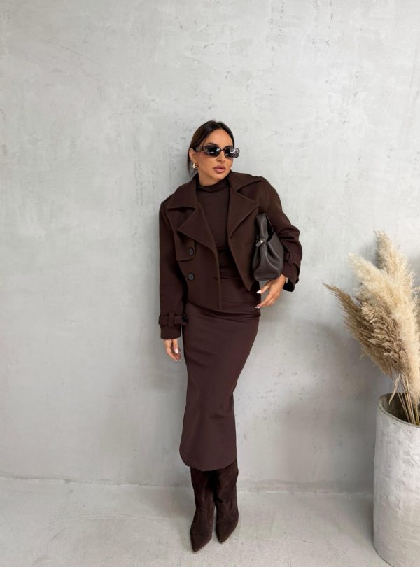 Midi ravna uska suknja braon boje