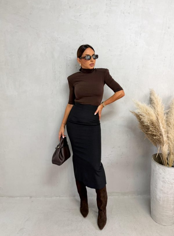 Midi ravna uska crna suknja