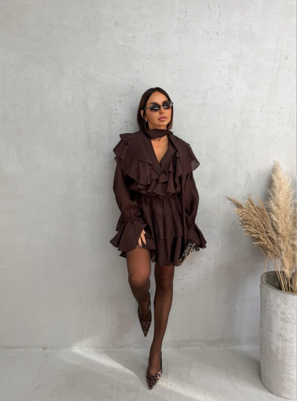 Alyson Chocolate mini haljina bogata karnerima