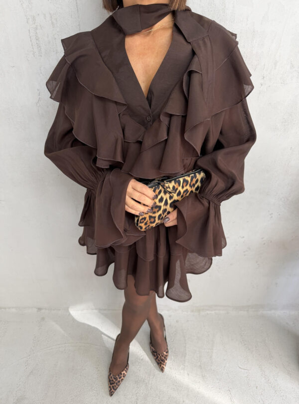 Alyson Chocolate mini haljina bogata karnerima