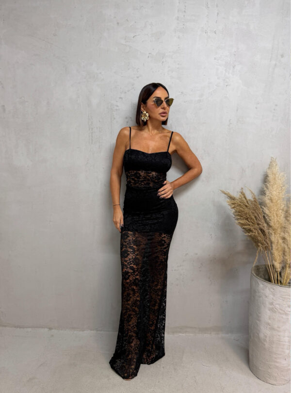 Reese Black duga haljina od čipke