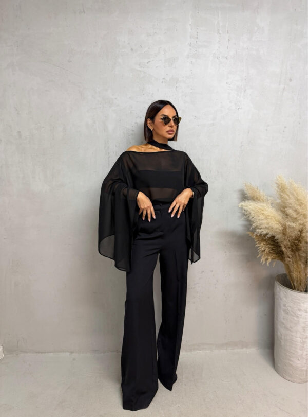 MISHA BLACK transparentna bluza sa miš rukavima