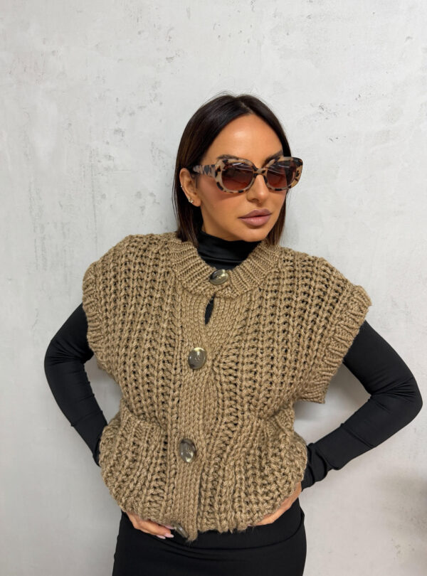 Keira Olive prsluk krupnog tkanja