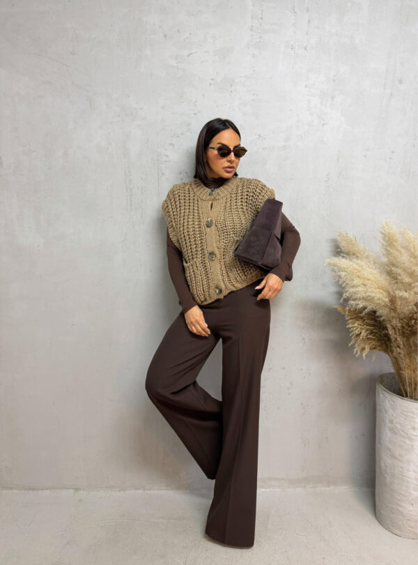 Keira Olive prsluk krupnog tkanja