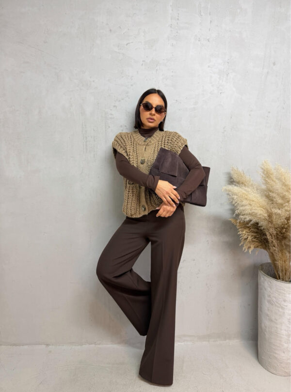 Keira Olive prsluk krupnog tkanja