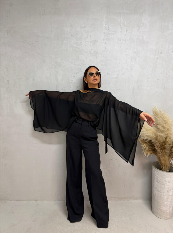 Misha Black transparentna bluza sa miš rukavima