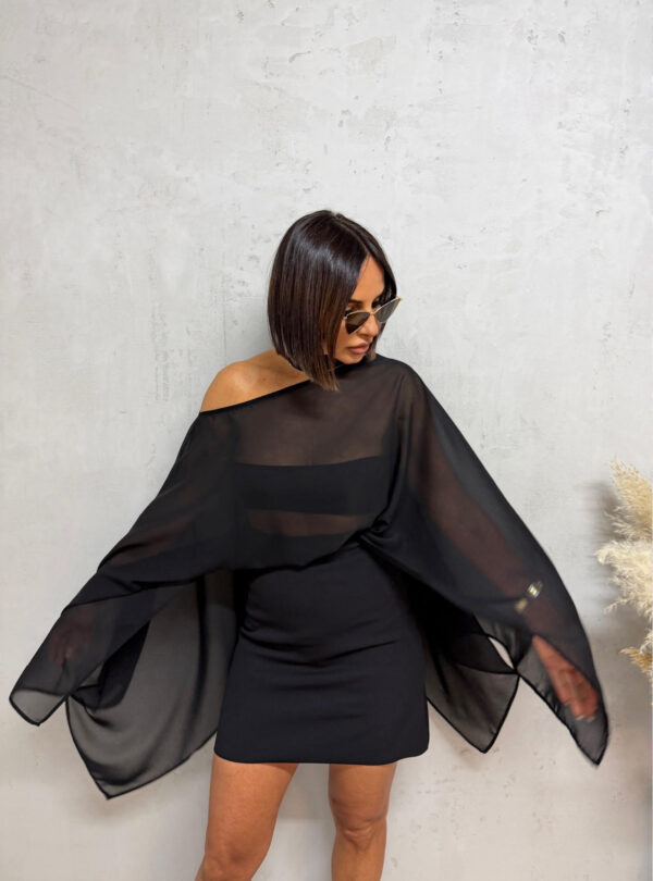 Misha Black transparentna bluza sa miš rukavima