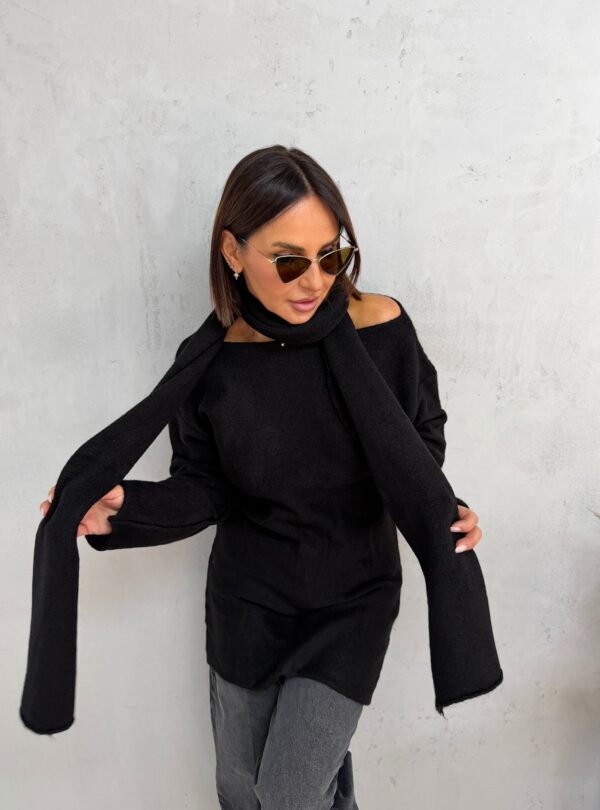 Olivia Black džemper tunika sa šalom/pojasom