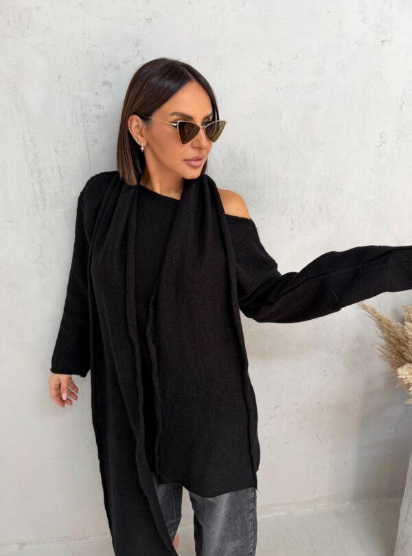 OLIVIA BLACK džemper tunika sa šalom/pojasom