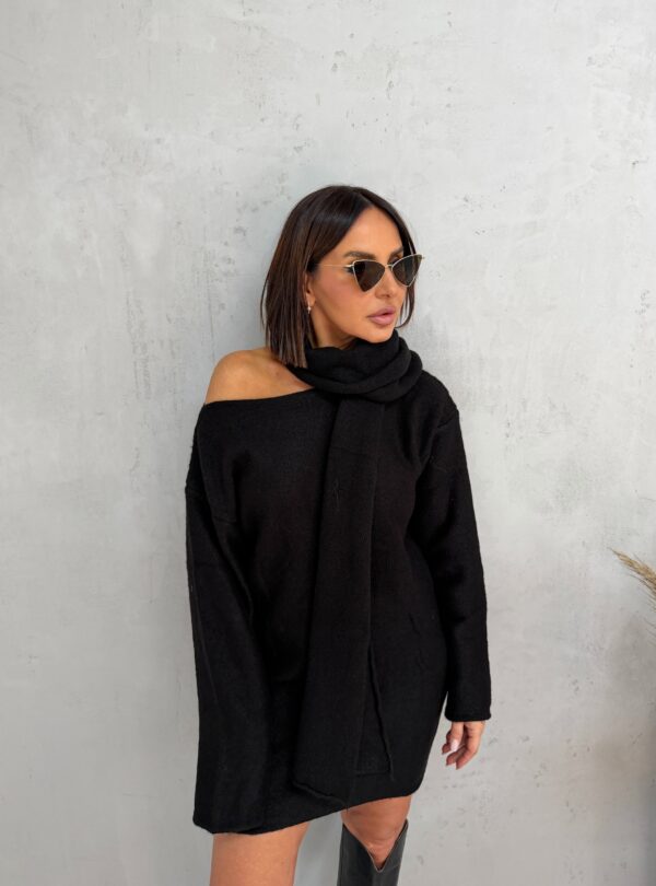 Olivia Black džemper tunika sa šalom/pojasom