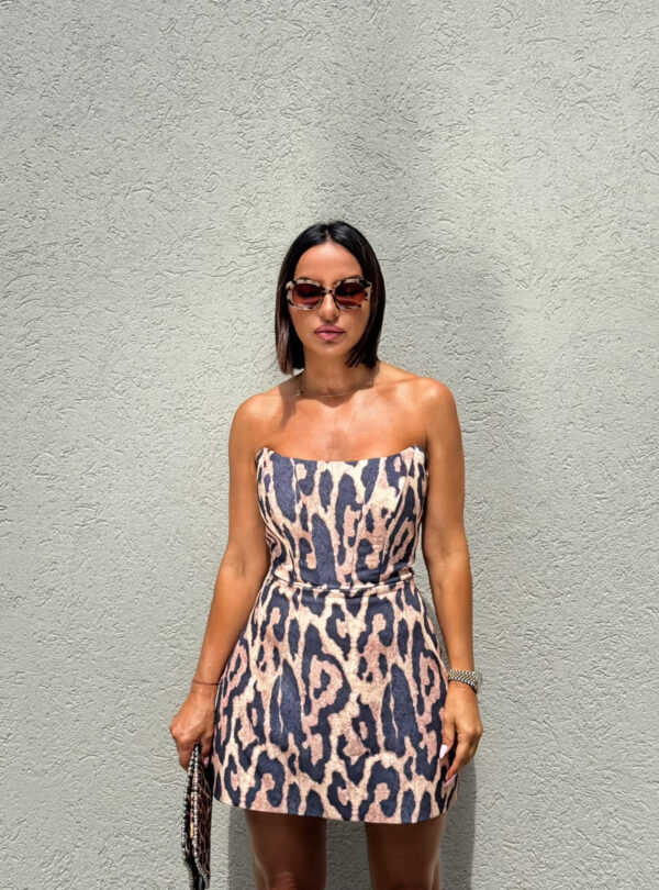 Mini elegantna korset haljina animal printa