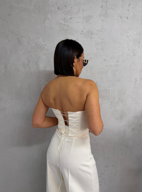 Beli korset top sa tračicama na vezivanje