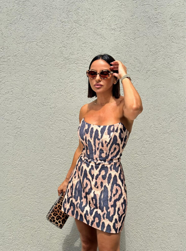 Mini elegantna korset haljina animal printa