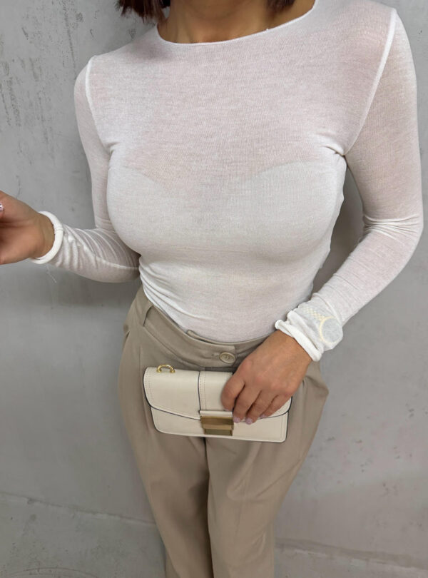 Basic transparentna transparentna bluza dugih rukava mlečno bele boje