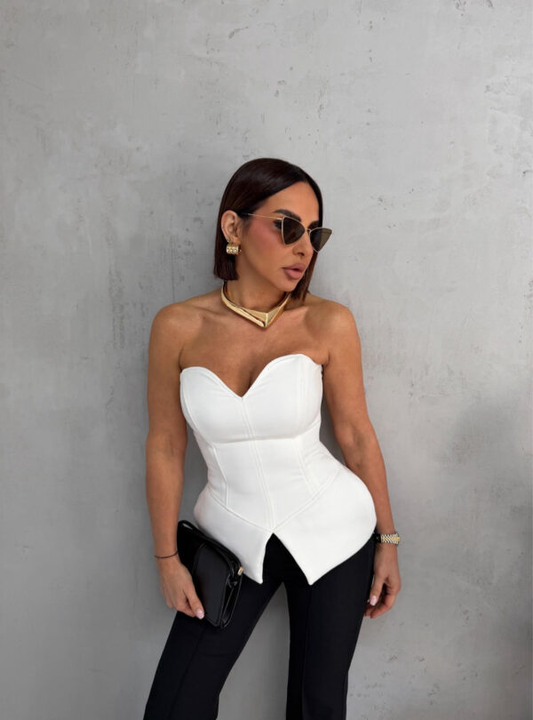 Beli peplum korset sa srce dokolteom