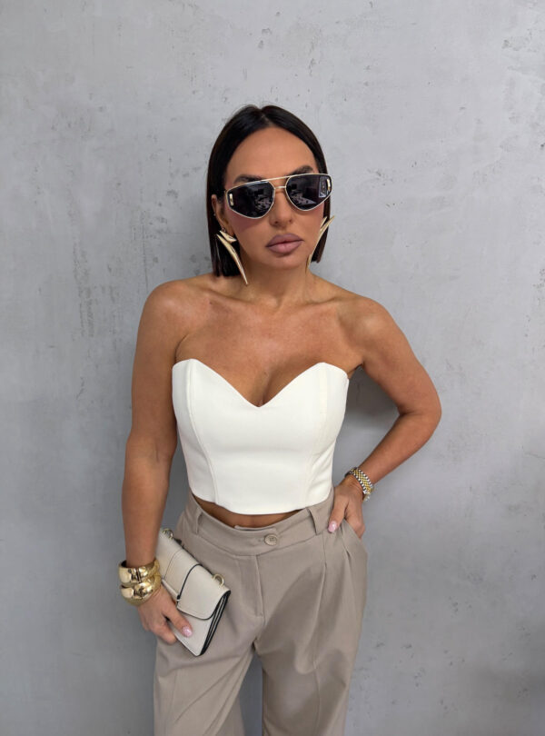 Beli korset top sa tračicama na vezivanje